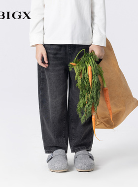 RBIGX瑞比克童装秋季新款水洗牛仔裤复古绣花潮流休闲裤子