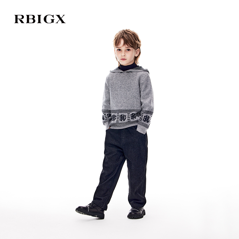 RBIGX瑞比克童装冬季新款男童百搭设计感潮流洋气绣花牛仔裤