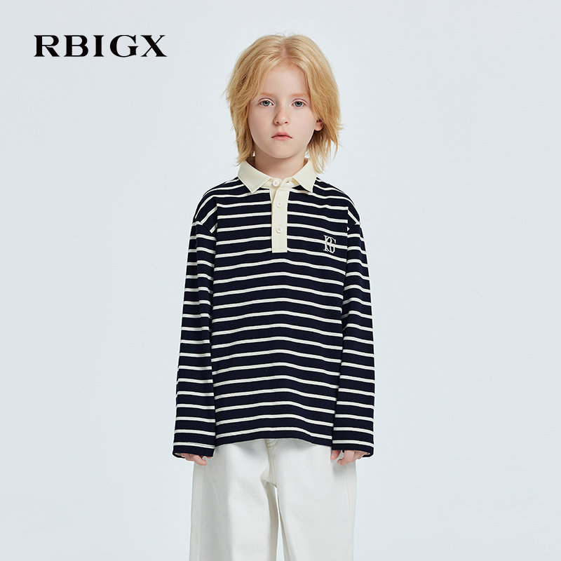 RBIGX瑞比克童装2026春季新款套头设计感潮流长袖t恤条纹polo衫,童装/婴儿装/亲子装,T恤,淘宝优惠券,粉丝福利购,淘宝优惠卷