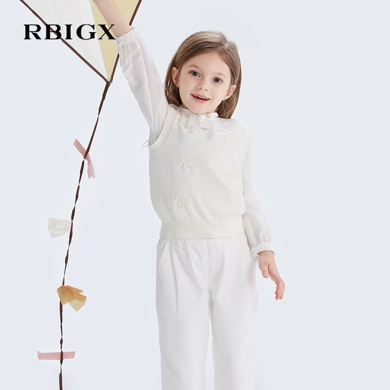 RBIGX瑞比克童装2025春季新款女童甜美潮流公主针织马甲背心