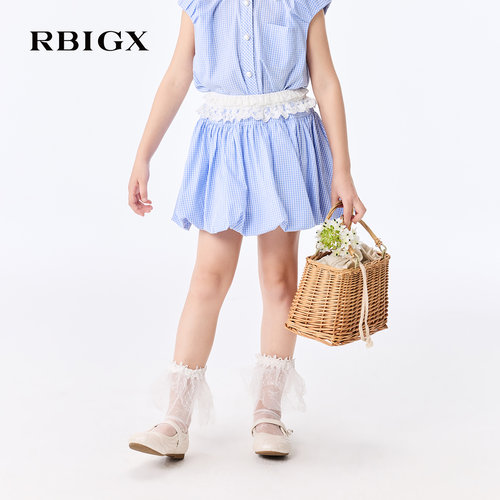 RBIGX瑞比克童装格纹百褶短裙