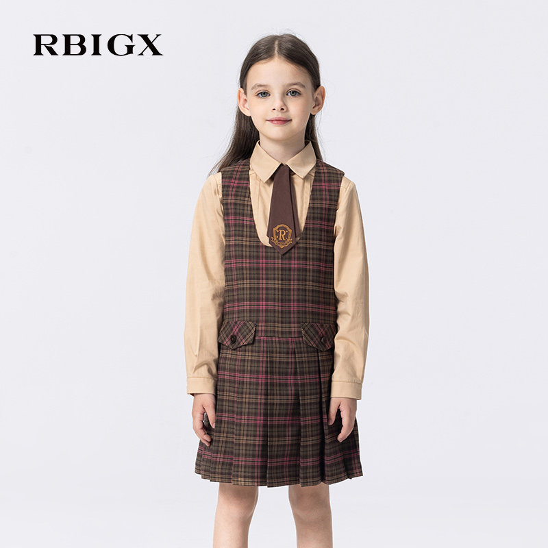 RBIGX瑞比克童装2025秋季新款优雅甜美设计感粉咖格百褶连衣裙,童装/婴儿装/亲子装,连衣裙,淘宝优惠券,粉丝福利购,淘宝优惠卷
