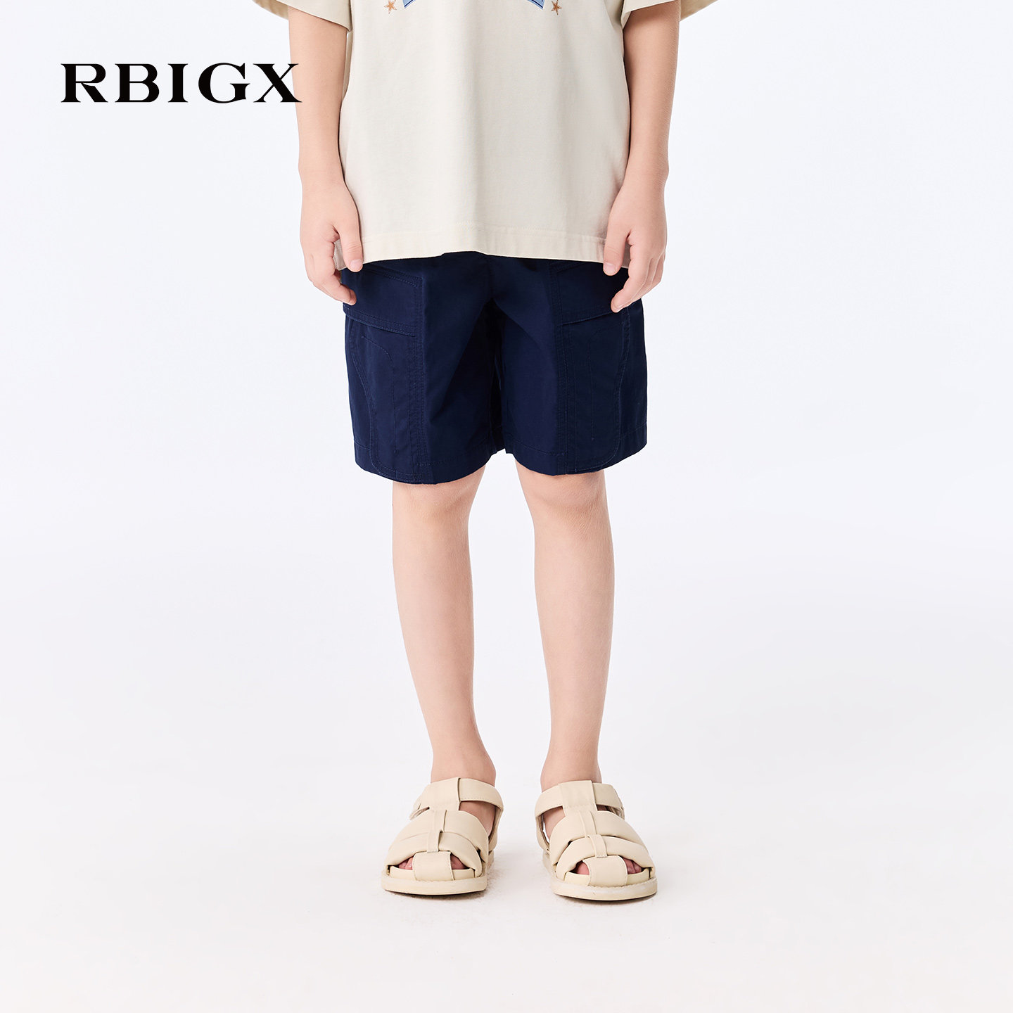 【商场同款】RBIGX瑞比克26夏纯棉休闲短裤男女童宽松工装风裤子