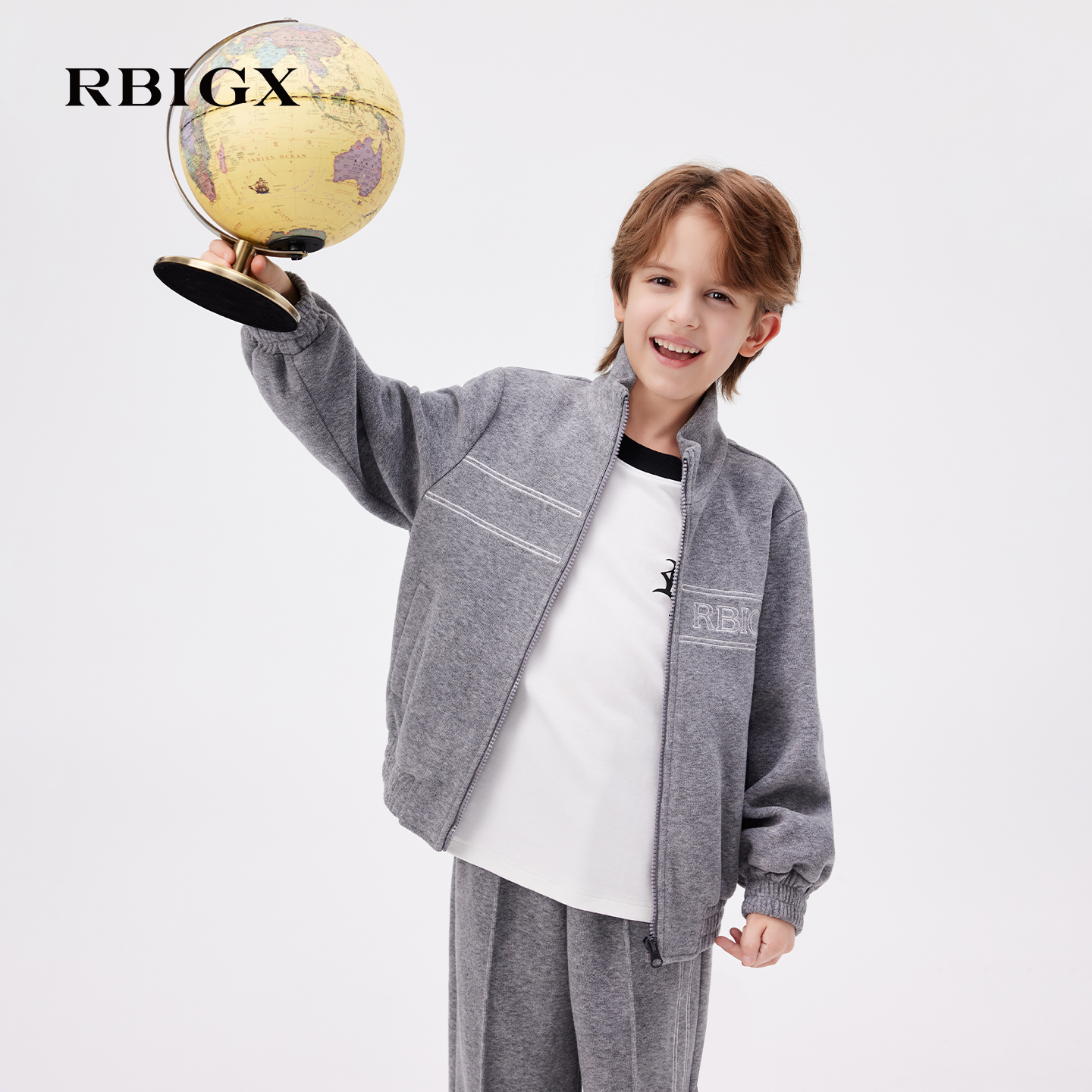 【商场同款】RBIGX瑞比克童装25秋季新撞色洋气复古刺绣立领外套