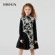 RBIGX瑞比克童装 连衣裙 钉珠盘扣设计感礼服中式 2025冬季 新款