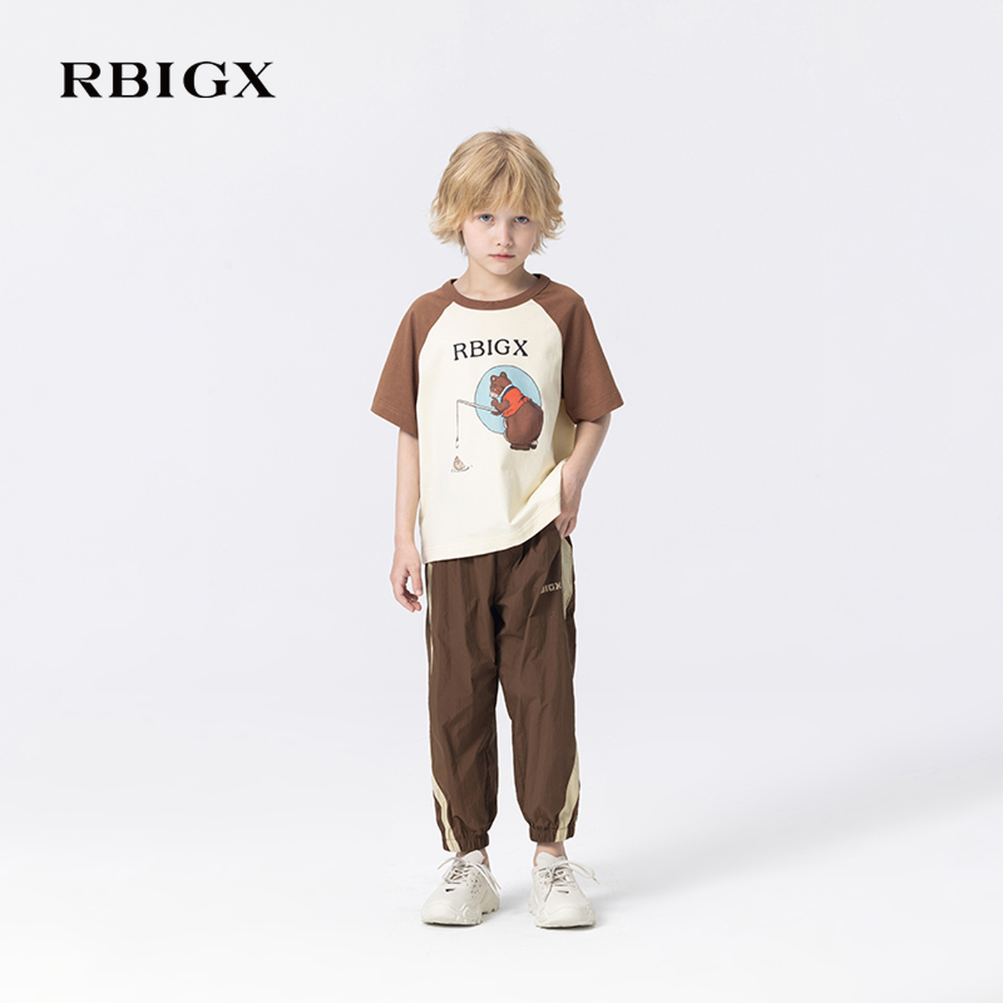 RBIGX瑞比克童装2025秋季新款插肩袖帅气圆领宽松百搭短袖T恤