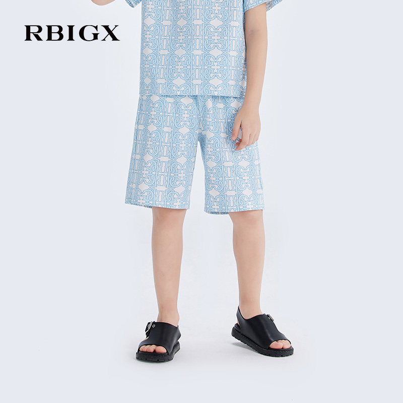 RBIGX瑞比克童装2025夏季新款亲肤珠地儿童复古设计感中裤短裤子