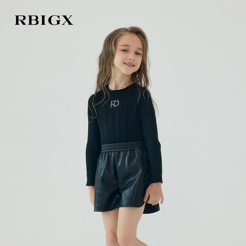 RBIGX瑞比克童装春秋季新款甜美潮流烫钻美丽诺亲肤羊毛衫毛衣