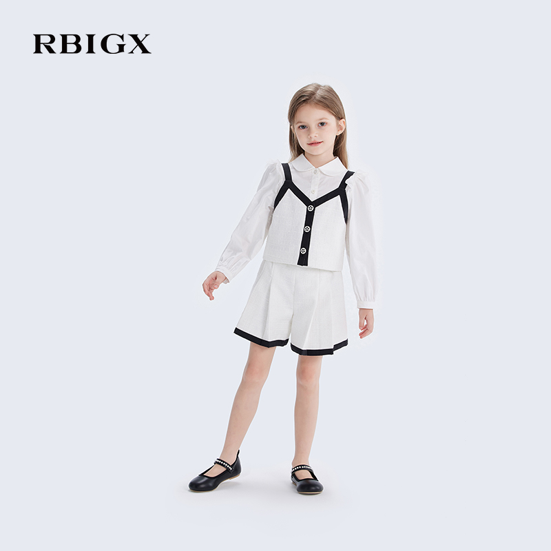 RBIGX瑞比克童装2025春季新款女童马甲儿童小香风甜美淑女背心