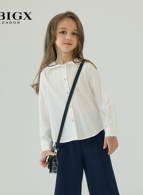 RBIGX瑞比克童装女童秋装新款设计感优雅贵族绣花水手领衬衫