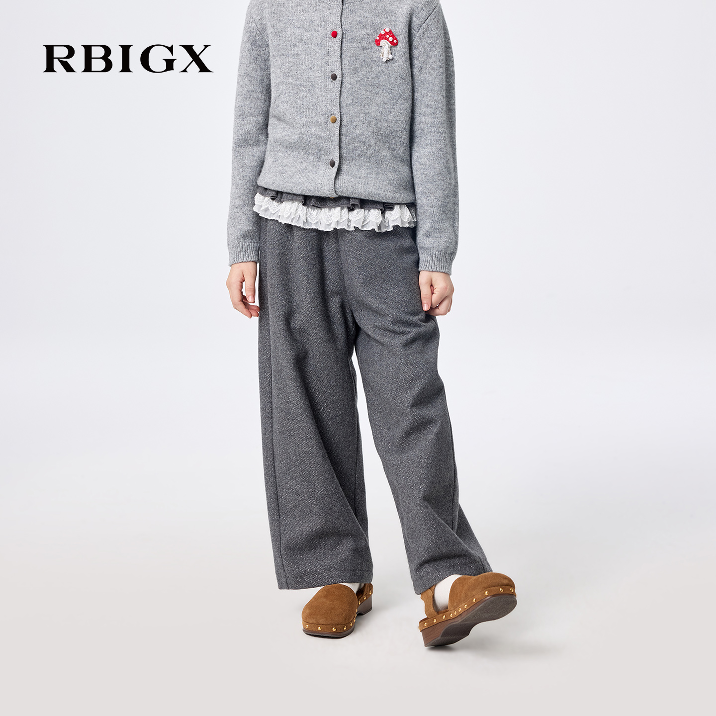 【商场同款】RBIGX瑞比克童装2025冬季新款保暖羊毛阔腿长裤