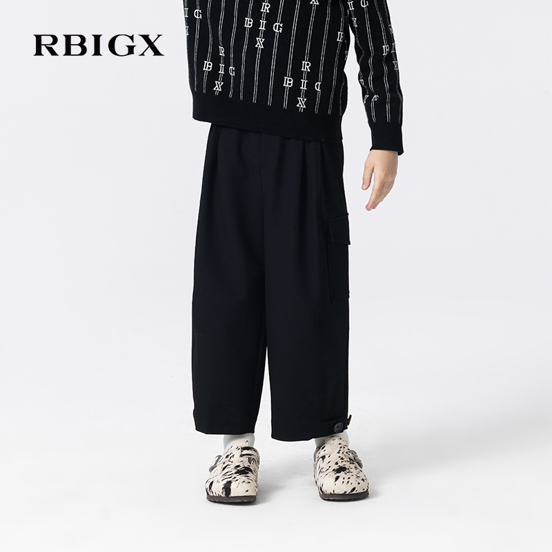 RBIGX瑞比克童装2025秋季新款设计简约帅气宽松阔腿长裤儿童裤子