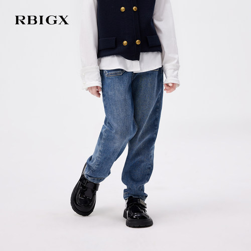 【商场同款】RBIGX瑞比克童装2025秋季修身柔软亲肤小脚裤牛仔裤