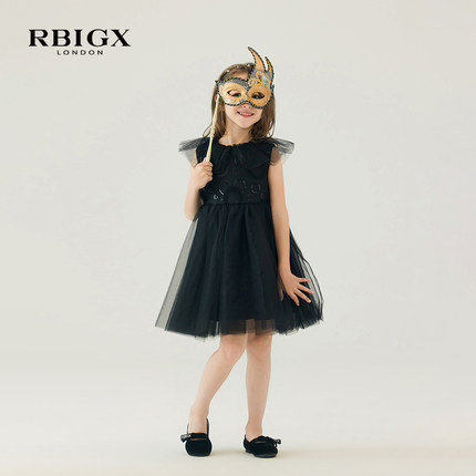 RBIGX瑞比克童装秋季新款珠片网纱无袖连衣裙女童公主裙