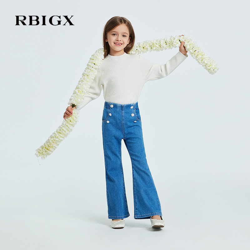 【商城同款】RBIGX瑞比克童装2025春季新款潮流百搭喇叭裤牛仔裤