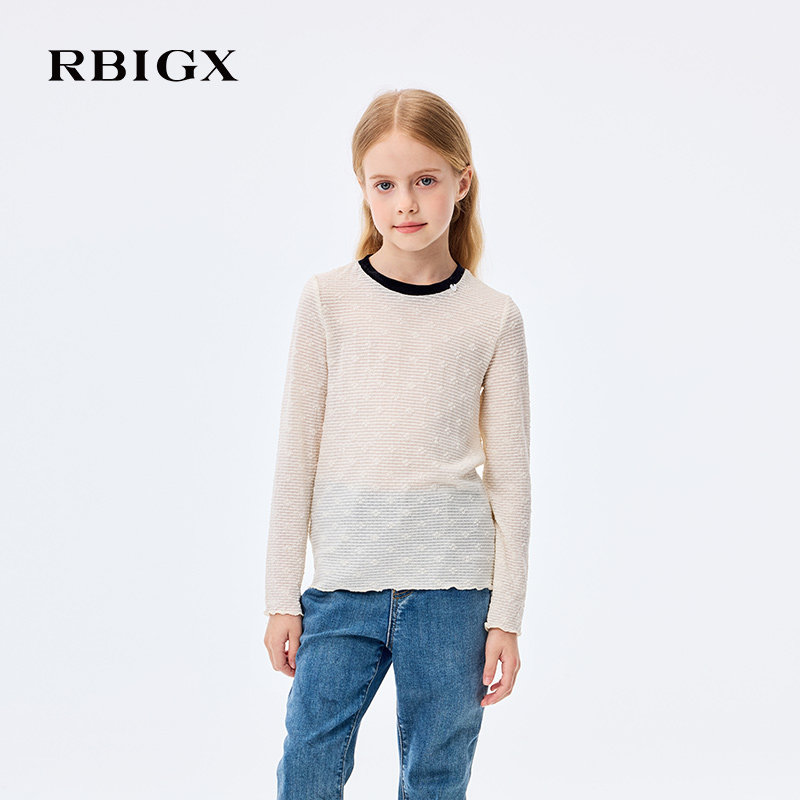 【商场同款】RBIGX瑞比克童装2025秋季女童打底休闲设计感长袖t恤