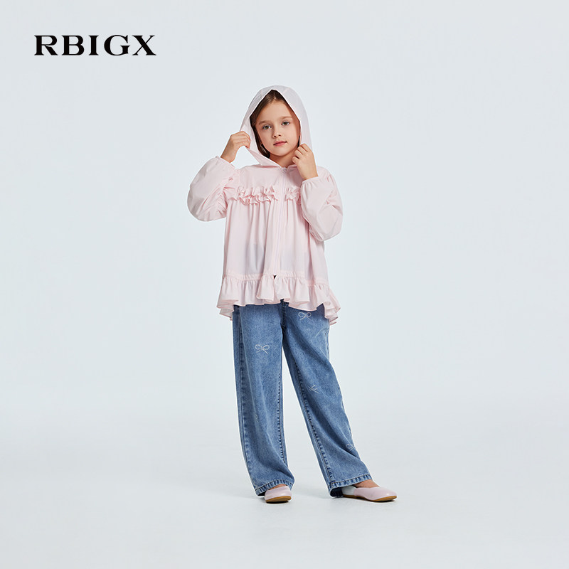 RBIGX瑞比克童装2026夏季新款阔腿蝴蝶结舒适女童甜美牛仔裤