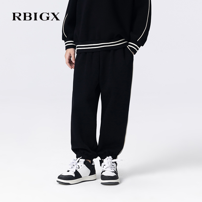 RBIGX瑞比克童装2025秋季新款透气撞色潮流运动裤休闲长裤