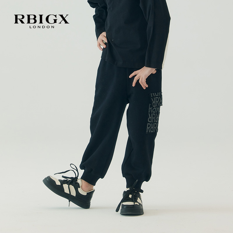 RBIGX瑞比克童装秋季新款侧缝口袋印花潮流帅气百搭运动裤