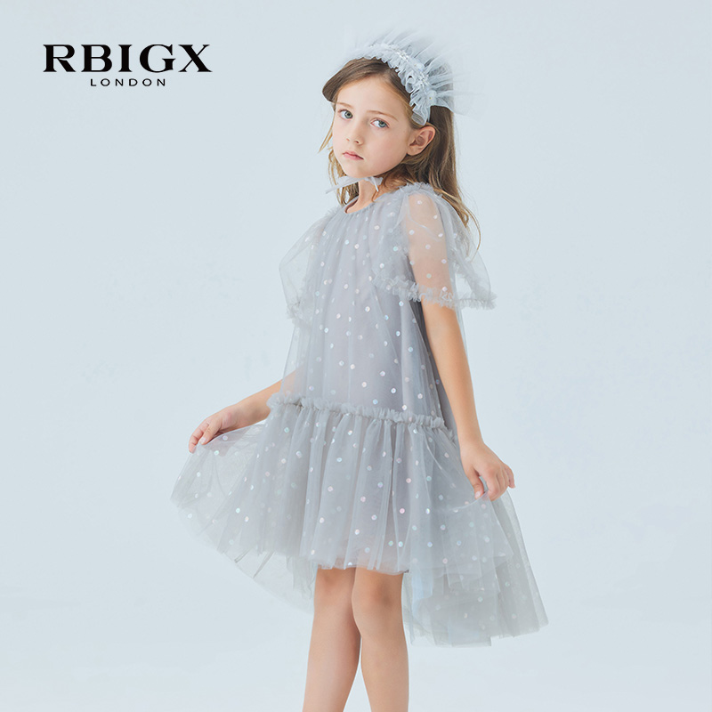 RBIGX瑞比克童装夏季新款幻彩洋气仙女印花网纱女童设计感连衣裙