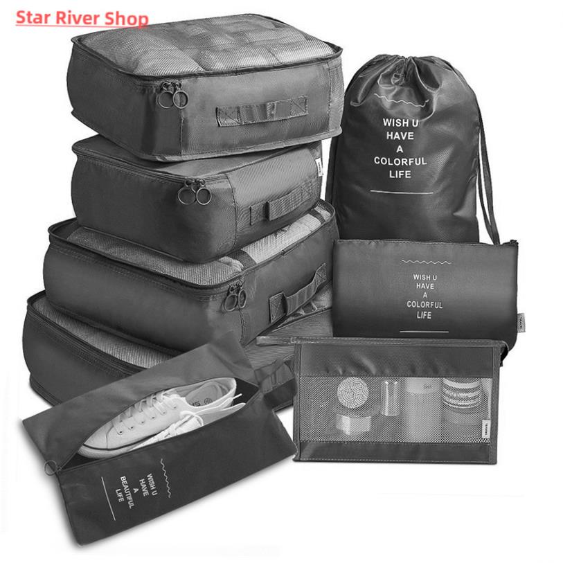 8pcs Set Travel Organizer Storage Bags Suitcase Packing Set