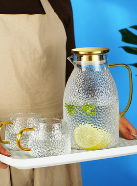 heat-resistin Glass Jug with Lid Ice Tea Water juice cup set
