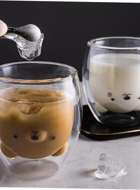 Cute Bear Double-layer Coffee Mug Double Glass Cup Carton 1