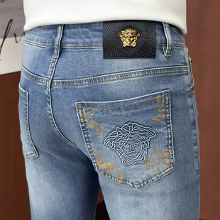 2026新款高端欧货牛仔裤男士修身小直筒时尚潮流春夏季弹力裤子男