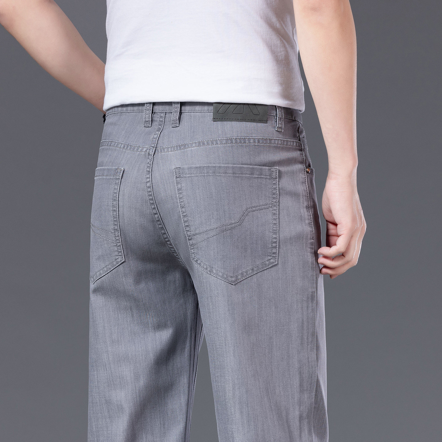 意大利高端莱赛尔天丝牛仔裤男夏季薄款宽松直筒潮牌垂感休闲长裤