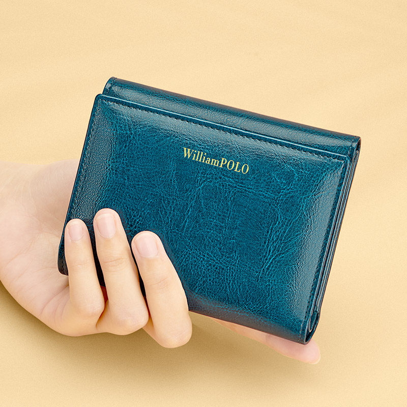 保罗正品真皮小钱包女士2026新款聚财零钱包女迷你小卡包皮夹妈妈