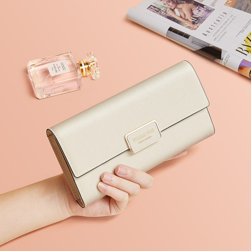 英皇保罗真皮女士钱包新款2026简约长款手拿包大容量钱夹卡包一体