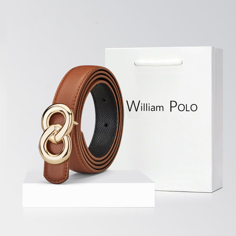 保罗皮带女士2026新款时尚复古真皮平滑扣腰带装饰配牛仔裤带女款