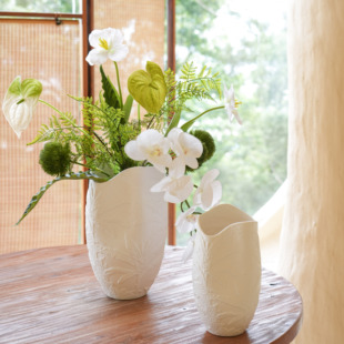寂器陶瓷手工法式 浮雕花瓶轻奢摆件复古水培插花客厅样板间高级感