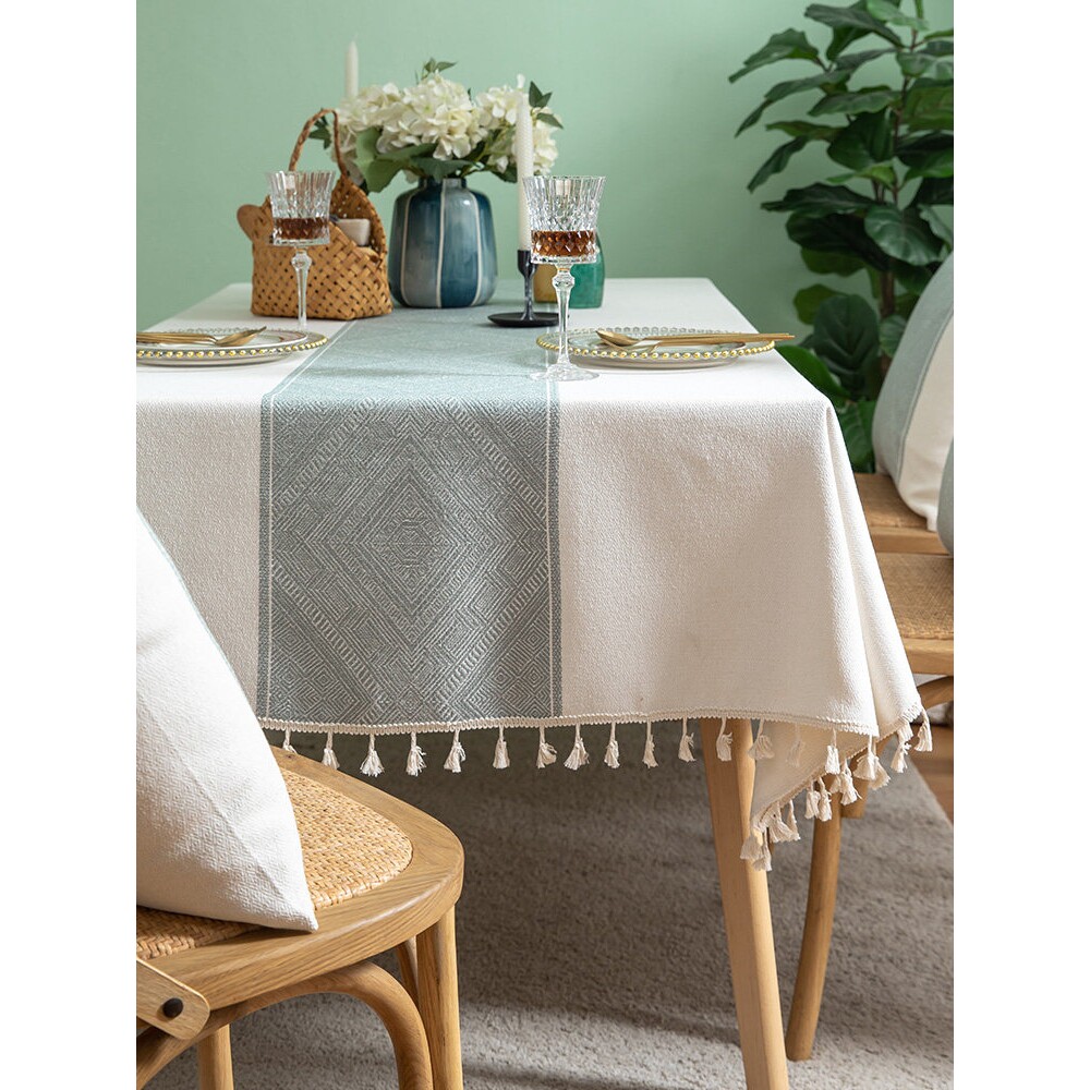 北欧ins风简约现代餐桌布高级感餐厅客厅茶几防尘盖布提花台布