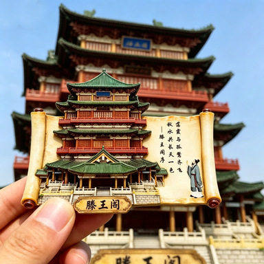 冰箱贴古典四大名楼树脂浮雕磁吸