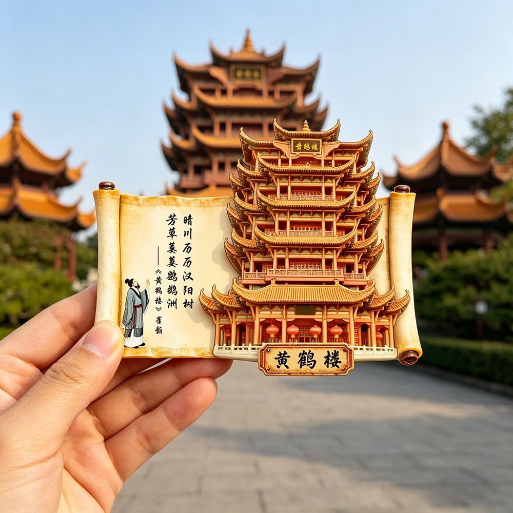 冰箱贴四大名楼树脂浮雕磁吸冰箱