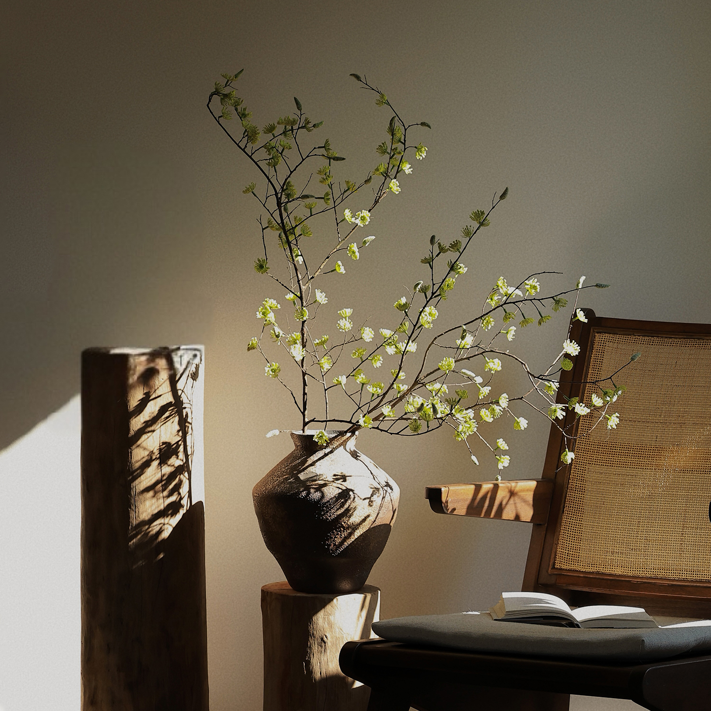 森空间中古风格真树干制作花艺