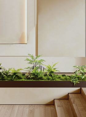 森空间仿真绿植造景植物搭配玄关楼梯角落软装美陈氛围感长条景观