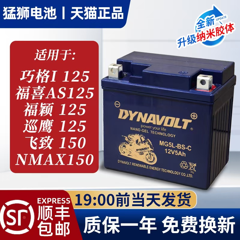 猛狮摩托车电瓶MG5L-BS雅马哈飞致NMAX155巧格I巡鹰福颖福喜AS125