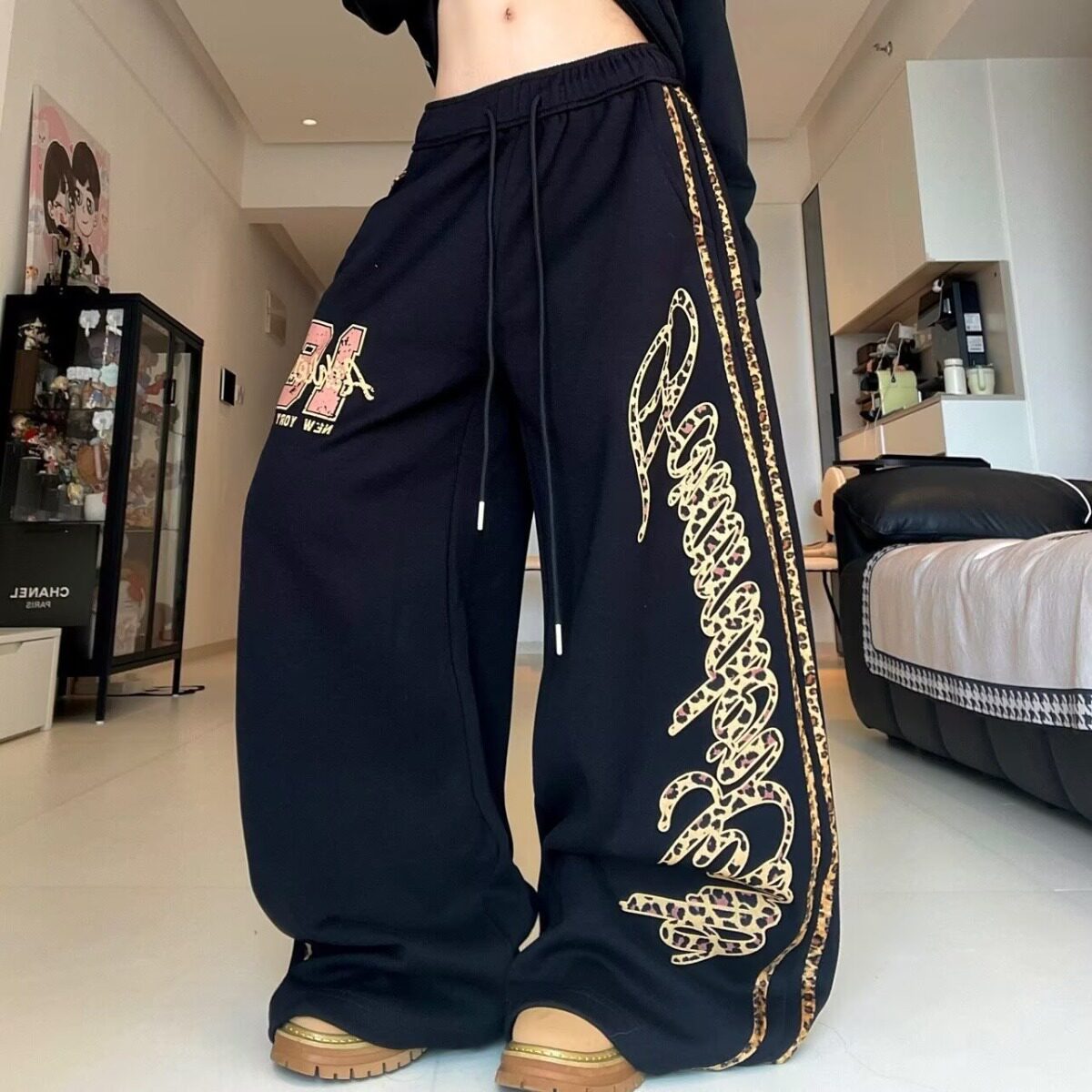 女装裤子mm黑色300慵懒特大休闲裤