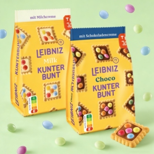 德国进口Leibniz莱布尼兹巧克力豆夹心饼干多彩艺术饼干休闲零食