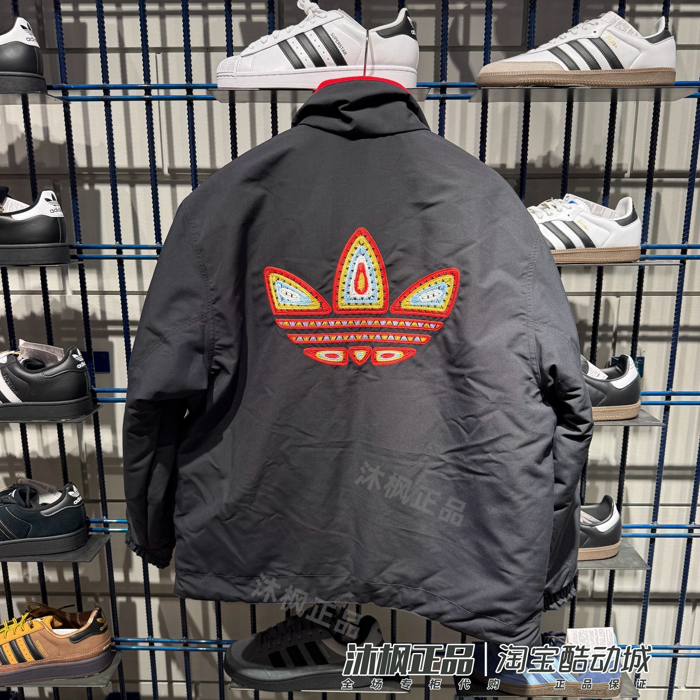 阿迪达斯三叶草男新年款CNY双面穿立领休闲棉服夹克KT0639 KT0640