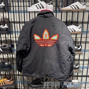 阿迪达斯三叶草男新年款CNY双面穿立领休闲棉服夹克KT0639 KT0640