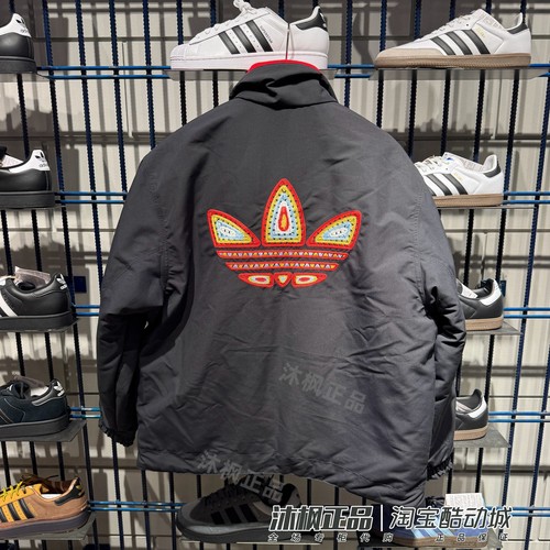 阿迪达斯三叶草男新年款CNY双面穿立领休闲棉服夹克KT0639 KT0640