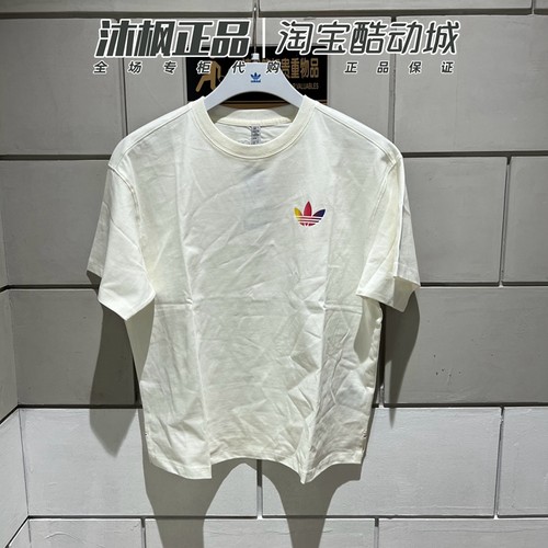 阿迪达斯三叶草圆领透气短袖T恤