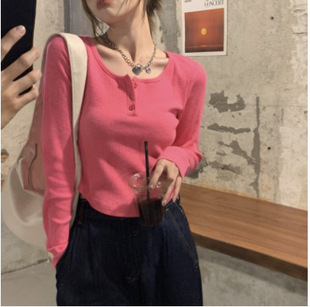 女上衣长袖外穿子的背带裤打底搭配T恤小衫修身牛仔秋衣春秋内搭