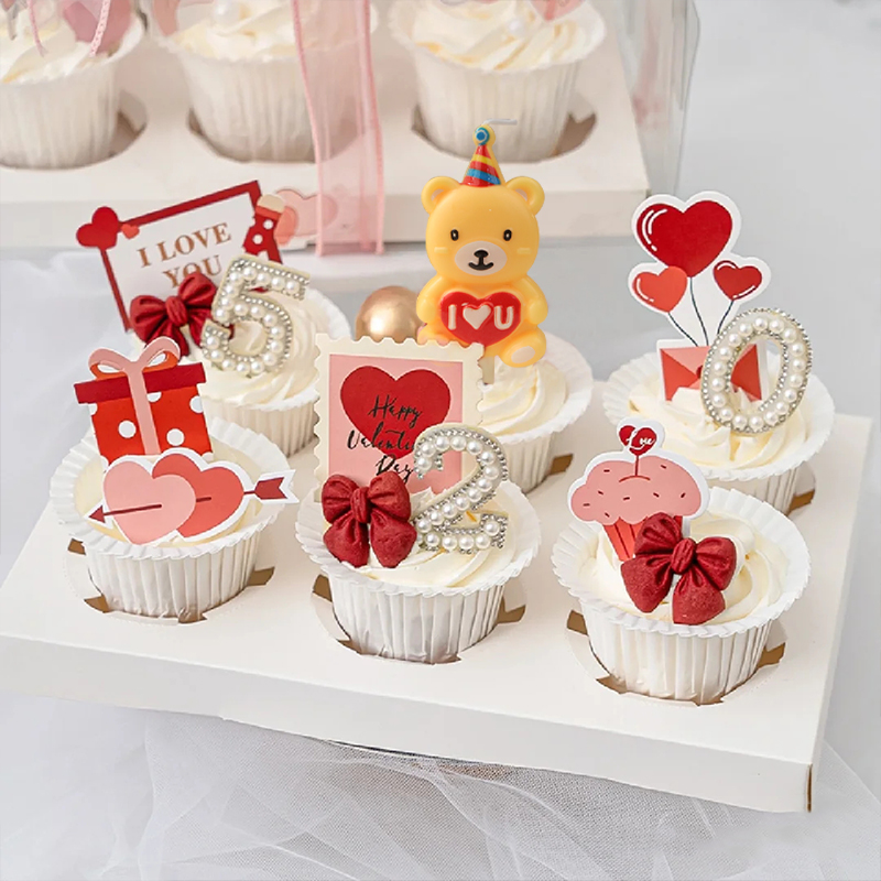 小熊蜡烛情人节女神节生日蛋糕