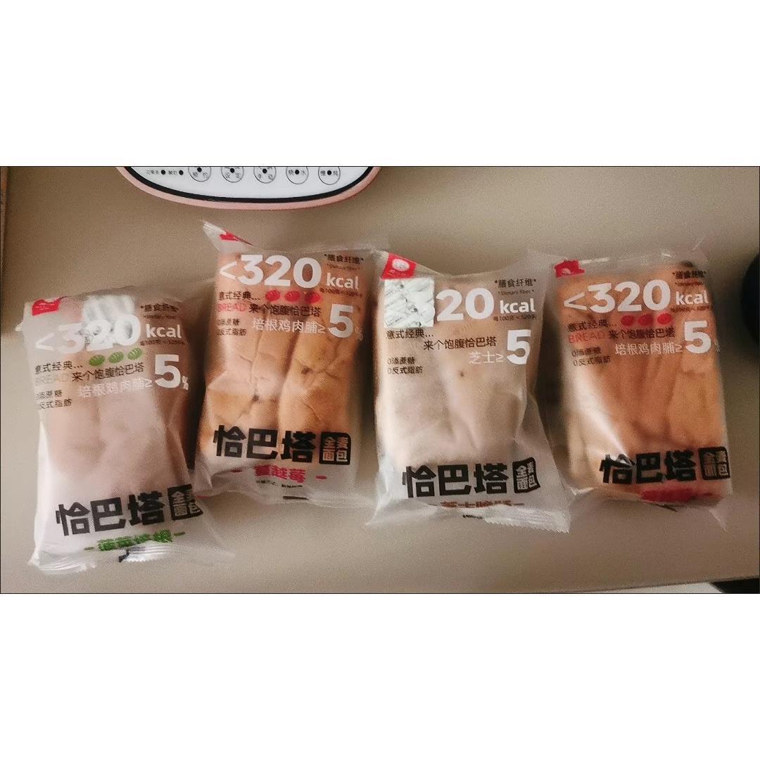 颜小贝 低脂恰巴塔法式面包0蔗糖脆肠培根混合新鲜健身早代餐粗粮