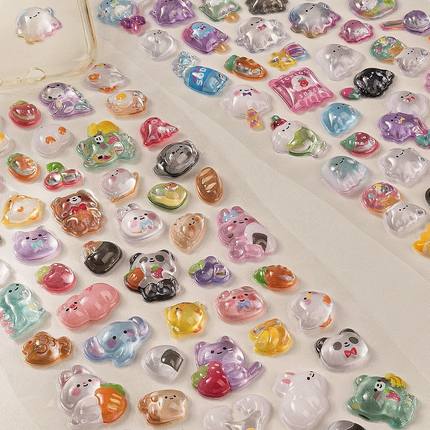 3D立体浮雕贴纸女孩儿童可爱卡通动物贴画高颜值装饰水晶滴胶防水