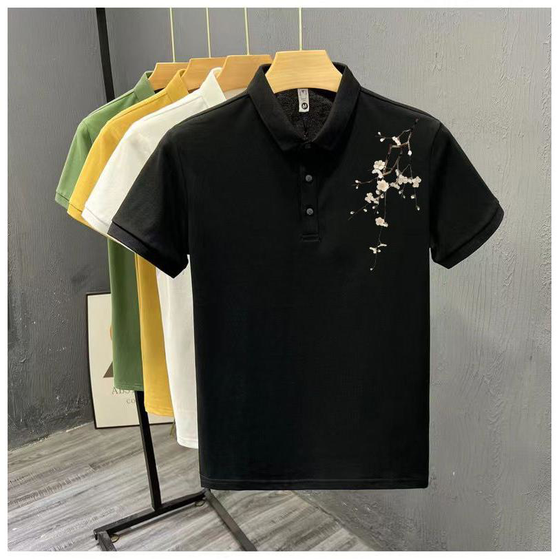 国潮中国风短袖polo衫男款夏季潮牌宽松痞帅高级感翻领半袖体恤男